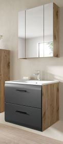 Badm�bel Set 2-teilig Cover in schwarz matt und Nox Eiche Badkombination 60 x 185 cm