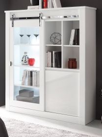 Vitrine Miami in wei� Hochglanz Vitrinenschrank 133 x 153 cm, Soft-Close
