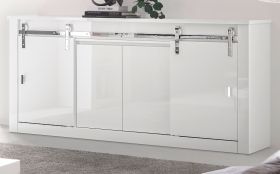 Sideboard Miami in wei� Hochglanz Kommode 201 x 92 cm, Soft-Close