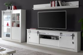 Wohnwand Miami in wei� Hochglanz Wohnkombination 3-teilig 349 x 170 cm, Soft-Close