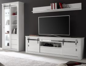 Wohnwand Miami in wei� Hochglanz Wohnkombination 3-teilig 309 x 201 cm, Soft-Close