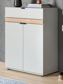 Schuhschrank Janko in grau und Evoke Eiche Flur Kommode 75 x 98 cm, Soft-Close