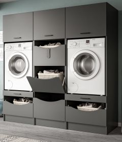 Waschmaschinenschrank Flexy in grau Set 3-teilig 192 x 196 cm