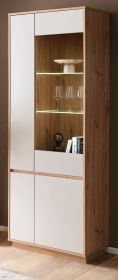 Vitrine Kiruma in Kaschmir und Artisan Eiche Vitrinenschrank 75 x 205 cm, Soft-Close