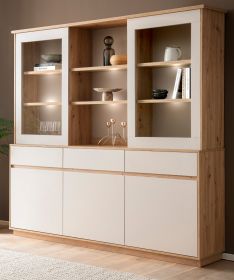 Buffet Kiruma in Kaschmir und Artisan Eiche, Buffetschrank 202 x 199 cm, Soft-Close