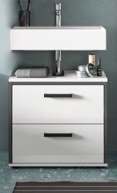 Waschbeckenunterschrank Telly in wei� Hochglanz und grau Badezimmer Unterschrank 60 cm