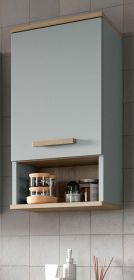 Badezimmer H�ngeschrank Luna in gr�n und Eiche Badschrank skandinavisch 34 x 68 cm