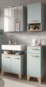 Badm�bel Set 4-teilig Luna in gr�n und Eiche Badkombination skandinavisch 109 x 190 cm