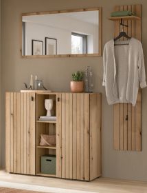 Garderobe Set 3-teilig Loreno in Evoke Eiche 152 x 192 cm