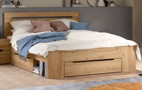 Bett Cooper in Artisan Eiche und grau Stauraumbett mit 3 x Bettschubkasten Liegefl�che 140 x 200 cm