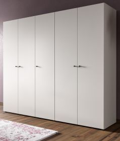 Kleiderschrank Carter in wei� Dreht�renschrank 5-t�rig 200 x 176 cm