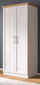 Kleiderschrank Marina in wei� L�rche und Eiche Artisan Landhaus Dreht�renschrank 2-t�rig 84 x 185 cm