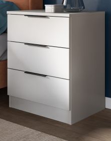 Nachttisch Swan in Wei�, Nachtkommode mit Komforth�he 45 x 60 cm, Vollauszug