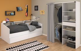 Parisot Kinder- und Jugendzimmer Sleep11 in wei� Komplett-Set 2-teilig mit Stauraumbett und Kleiderschrank