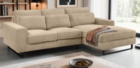 Sofa Valero in beige Cord Ecksofa 4-Sitzer 276 x 183 cm