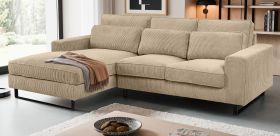 Sofa Valero in beige Cord Ecksofa 4-Sitzer 276 x 183 cm