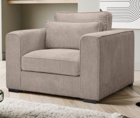 Sessel Canedo in beige-braun Cord Loungesessel 120 cm