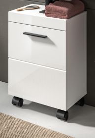 Waschbeckenunterschrank Talerno in wei� Hochglanz Bad Unterschrank 40 x 58 cm auf Rollen