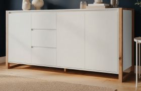 Sideboard Malta in Wei� mit Artisan Eiche 160 x 88 cm