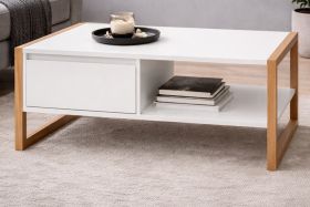 Couchtisch Malta in Wei� mit Artisan Eiche 100 x 55 cm