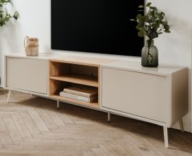 TV-Lowboard Sena in Kaschmir und Artisan Eiche 175 cm, mit Push-to-Open
