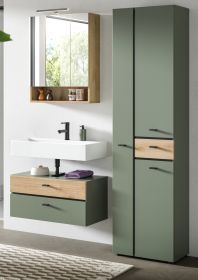 Badm�bel Set Matteo in Gr�n mit Evoke Eiche, Badkombination 3-teilig 141 x 191 cm