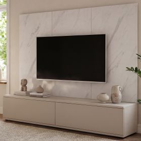 TV-Lowboard Set Charm in Kaschmir und Marmor wei� 180 cm, Flat-TV Unterschrank mit Wandpaneel, Push-To-Open TV-Lowboard Set Charm in Kaschmir und Marmor wei� 180 cm, Flat-TV Unterschrank mit Wandpaneel, Push-To-Open