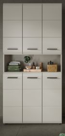 Badezimmer Hochschrank Cover in Kaschmir / Sand, 6-t�riger Mehrzweckschrank 90 x 185 cm
