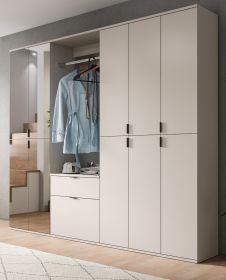 Garderobe Set Line-Up in Kaschmir, Garderobenschrank mit Spiegel 213 x 193 cm