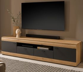 TV-Lowboard Assina in Evoke Eiche und Graphit Grau, Flat-TV Unterschrank 200 cm mit Soft-Close
