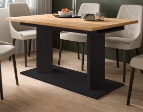 Esstisch Anton in Artisan Eiche und schwarz Tisch 2-fach ausziehbar 140-180-220 x 90 cm