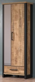 Garderobenschrank Loom in Mango und schwarz Garderobe mit Spiegel 73 x 195 cm
