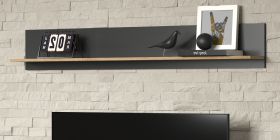 Wandboard Groove in grau und Evoke Eiche Wandregal 167 x 25 cm