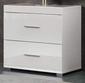 Badezimmer Waschbeckenunterschrank Adamo in wei� Hochglanz Badschrank 60 x 56 cm