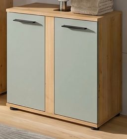 Waschbeckenunterschrank Bailey in Salbei und Artisan Eiche Badezimmer Unterschrank 60 cm