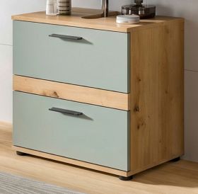 Waschbeckenunterschrank Bailey in Salbei und Artisan Eiche Badezimmer Unterschrank 60 cm