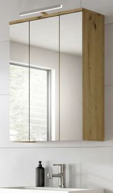 Badezimmer Spiegelschrank Bailey in Artisan Eiche Badschrank 3-t�rig 60 x 77 cm