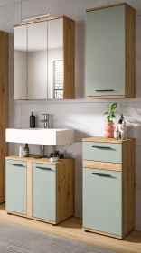 Badm�bel Set 4-teilig Bailey in Salbei und Artisan Eiche Badkombination 112 x 191 cm
