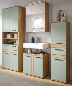 Badm�bel Set 4-teilig Bailey in Salbei und Artisan Eiche Badkombination 195 x 191 cm