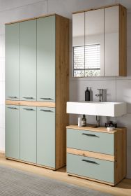 Badm�bel Set 3-teilig Bailey in Salbei und Artisan Eiche Badkombination 167 x 191 cm