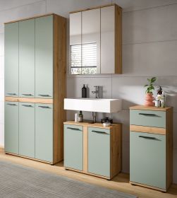 Badm�bel Set 4-teilig Bailey in Salbei und Artisan Eiche Badkombination 219 x 191 cm