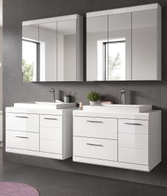 Badm�bel Set 6-teilig Shawn in wei� Hochglanz Badkombination mit Waschbecken 175 x 191 cm