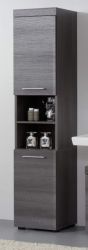 Badezimmer Hochschrank Pebble in Sardegna grau Rauchsilber Badschrank 30 x 190 cm