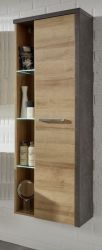 Badezimmer: H�ngeschrank Bay Eiche Riviera, Beton grau (48 x 160 cm)