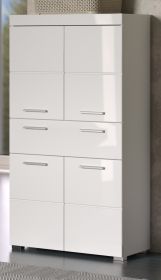 Badezimmer Midischrank Adamo in wei� Hochglanz Badschrank 73 x 132 cm