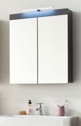 Badezimmer Spiegelschrank Adamo in grau Hochglanz 2-t�rig inklusive Beleuchtung 60 x 77 cm