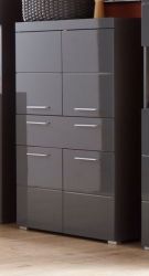 Badezimmer Midischrank Adamo in grau Hochglanz Badschrank 73 x 132 cm