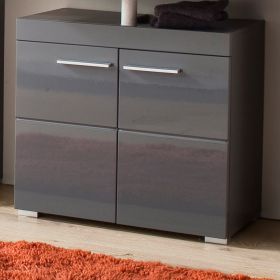 Badezimmer Waschbeckenunterschrank Adamo in grau Hochglanz Badschrank 60 x 56 cm