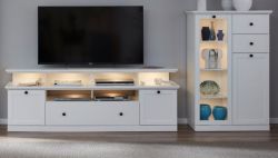 Wohnwand Milla 3-teilig in wei� Landhaus Schrankwand 273 x 129 cm