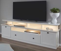 TV-Lowboard Milla in wei� im Landhausstil inklusive Podest 177 x 65 cm Komforth�he